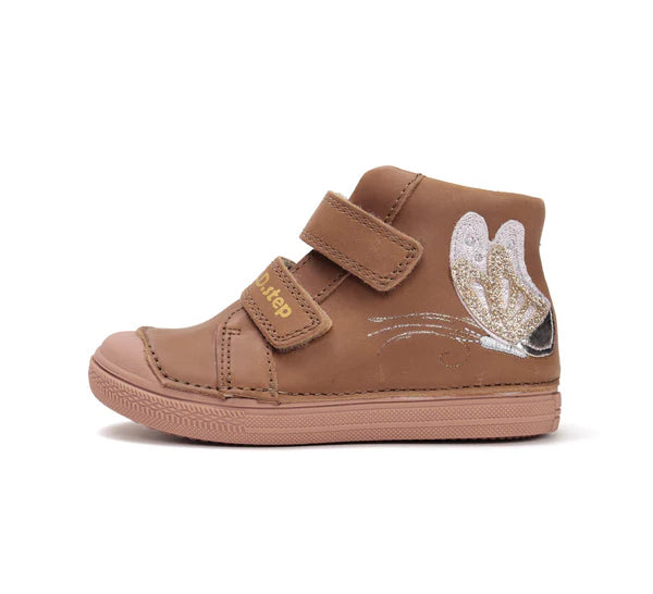 D.D.Step pantofi fetite 25-30 Chocolate cu fluturas Imagine secundară a produsului
