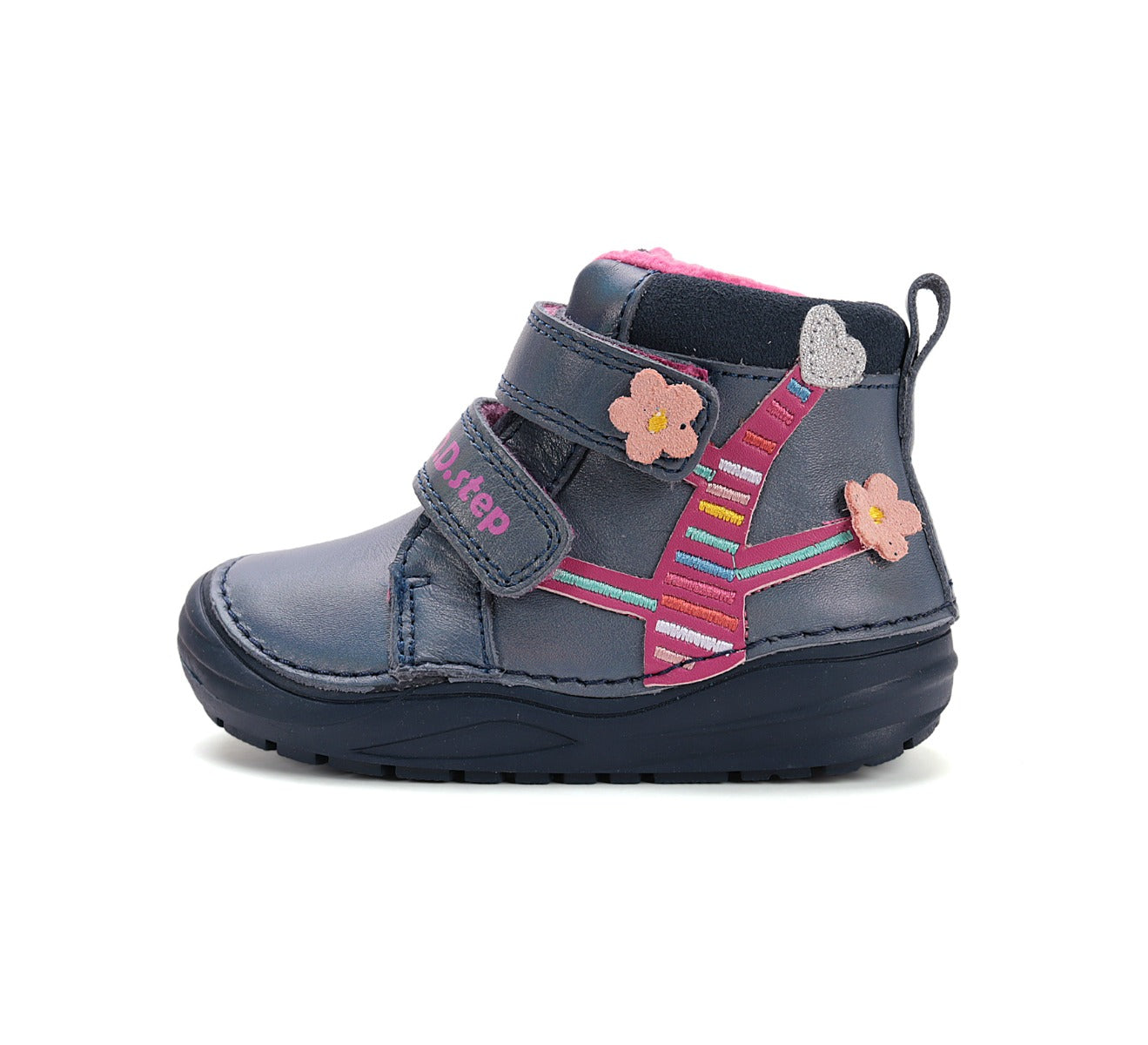 D.D.Step pantofi fetite captusiti 20-25 Royal Blue cu copac inflorit