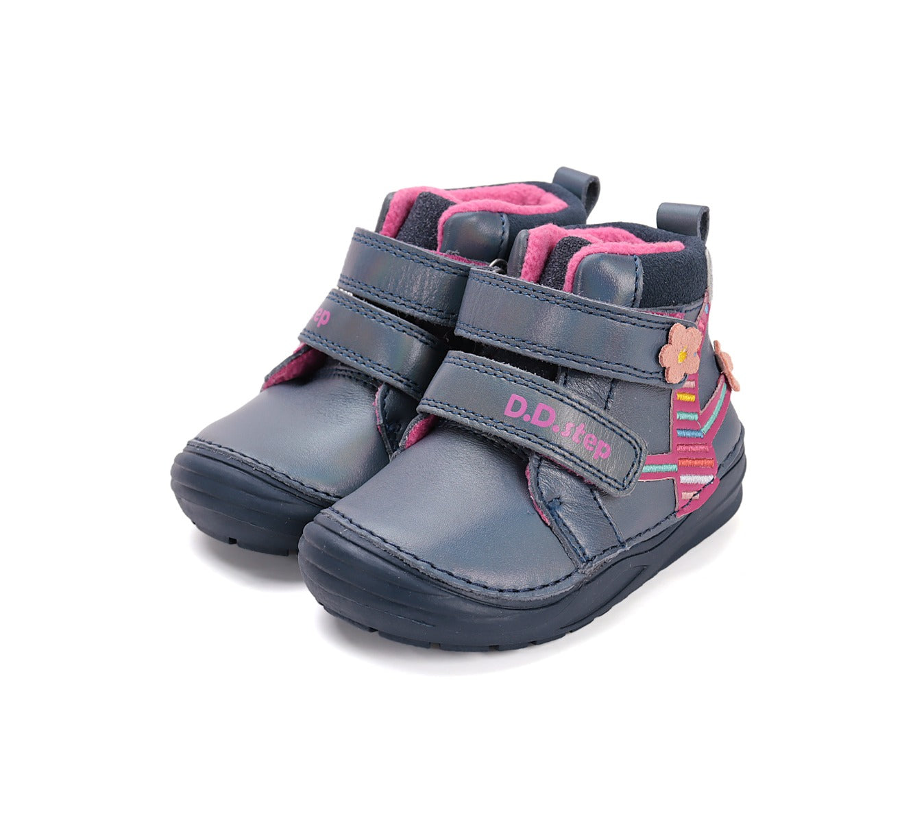 D.D.Step pantofi fetite captusiti 20-25 Royal Blue cu copac inflorit Imagine principală a produsului