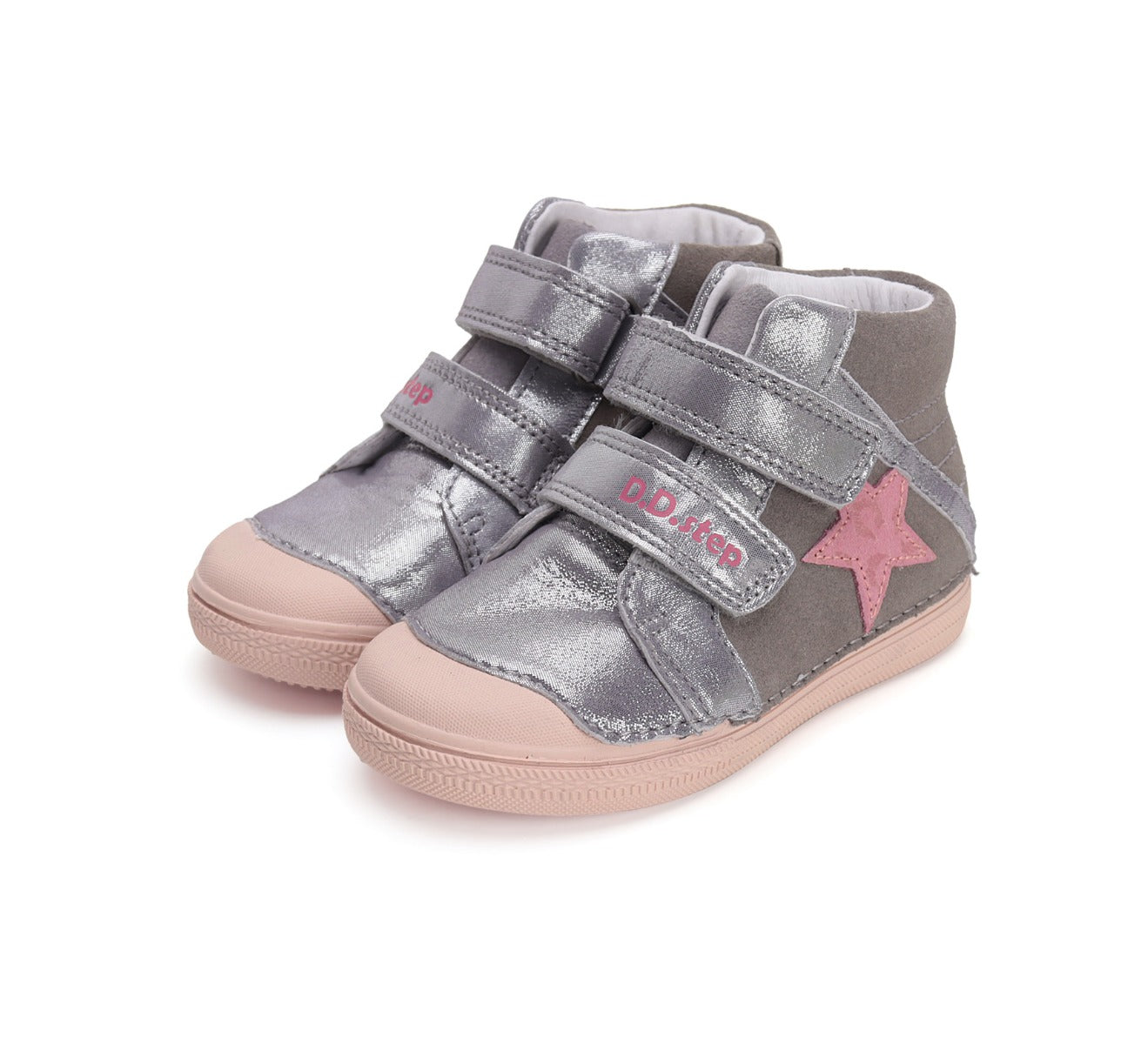 D.D.Step pantofi fetite cu scai 25-30 Grey cu stea Imagine principală a produsului