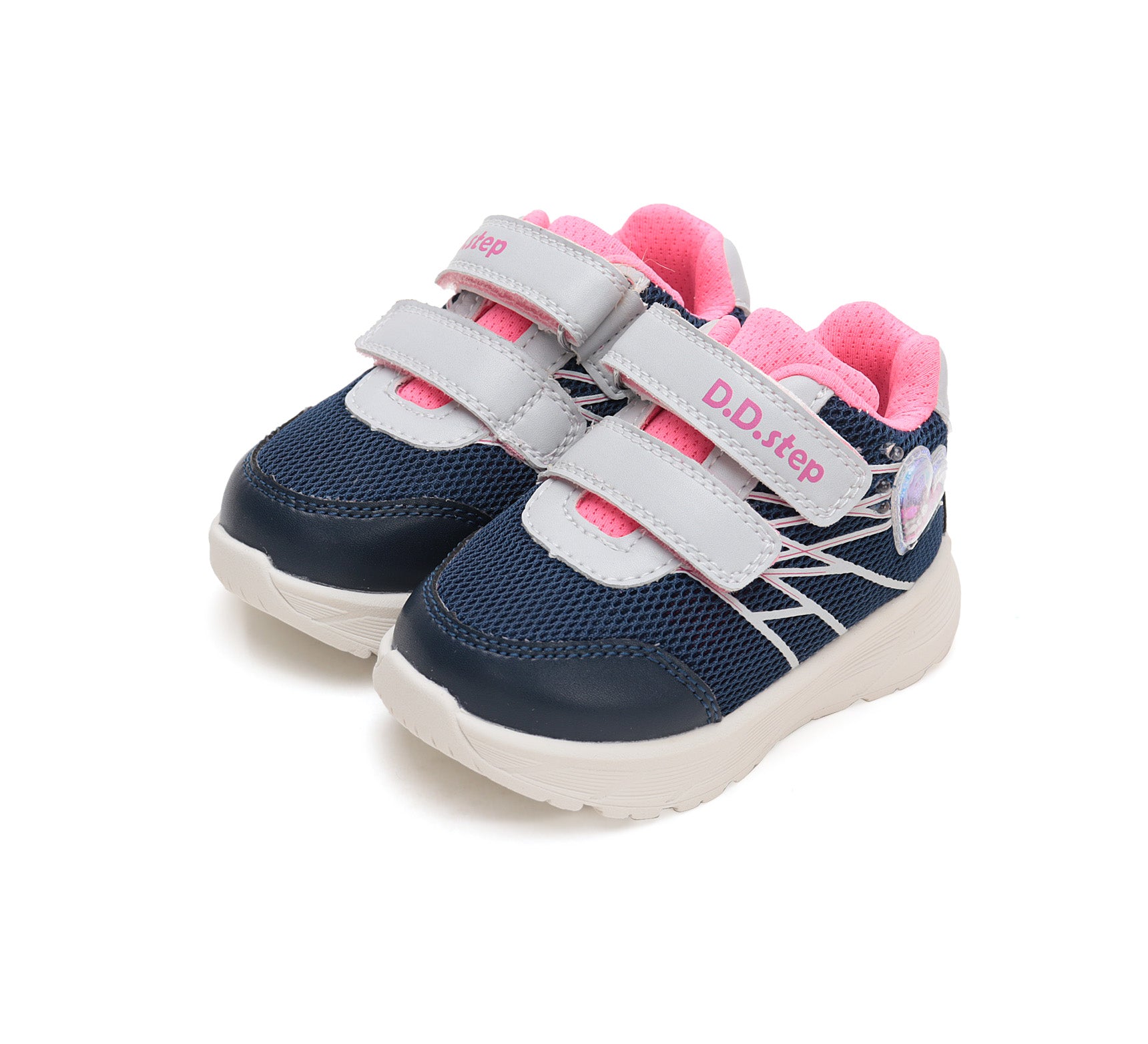 D.D.Step pantofi fete sport cu LED 22-27 Royal Blue cu inimioara Imagine principală a produsului