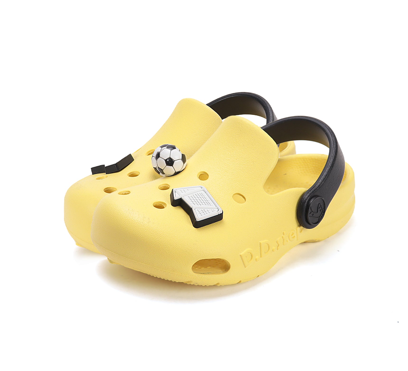D.D.Step papuci baieti din cauciuc tip sabot 22-33 Lemon cu fotbal