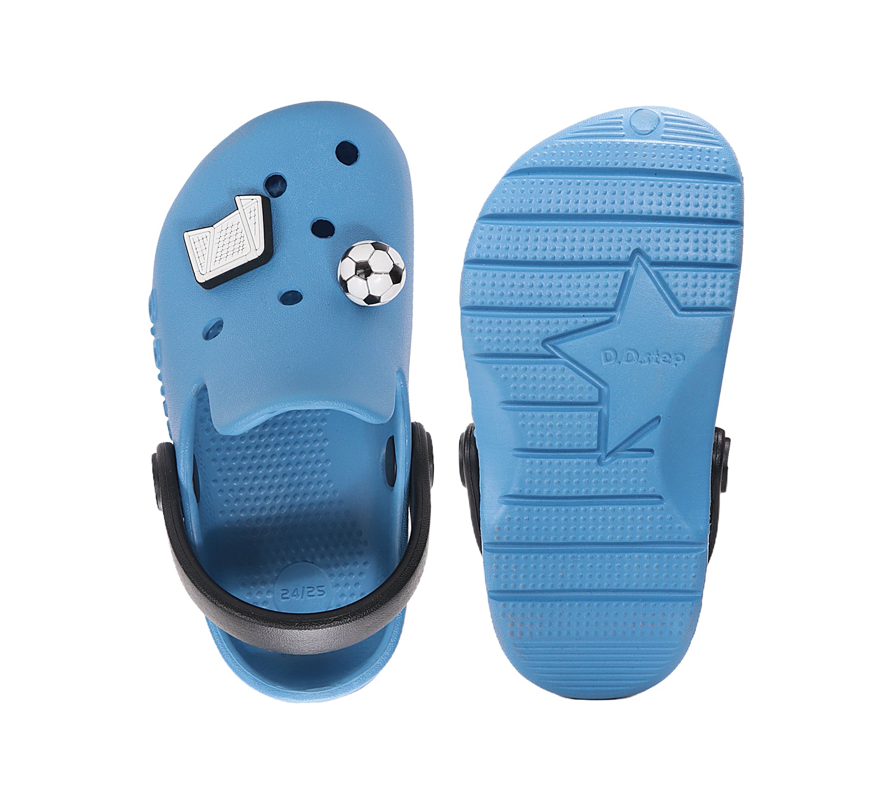 D.D.Step papuci baieti din cauciuc tip sabot 22-33 Marine cu fotbal