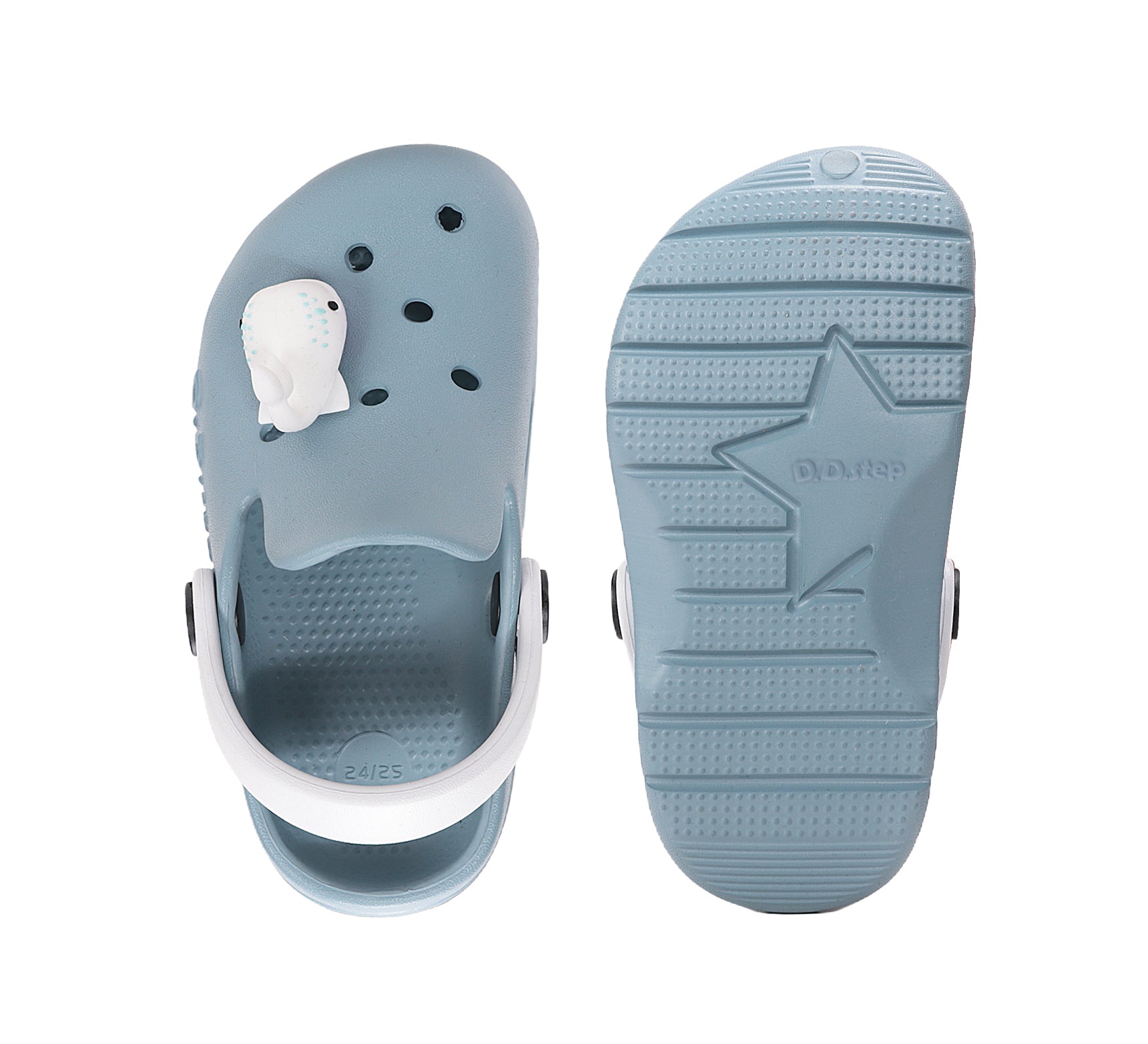 D.D.Step papuci baieti din cauciuc tip sabot 22-33 Monet Blue cu balena