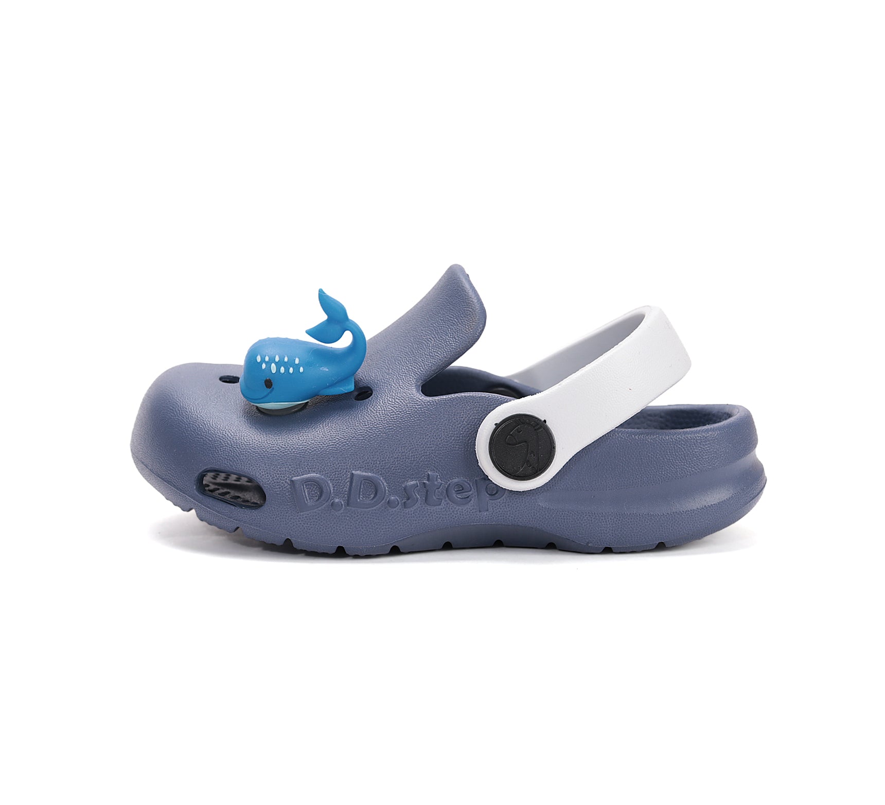 D.D.Step papuci baieti din cauciuc tip sabot 22-33 Royal Blue cu balena