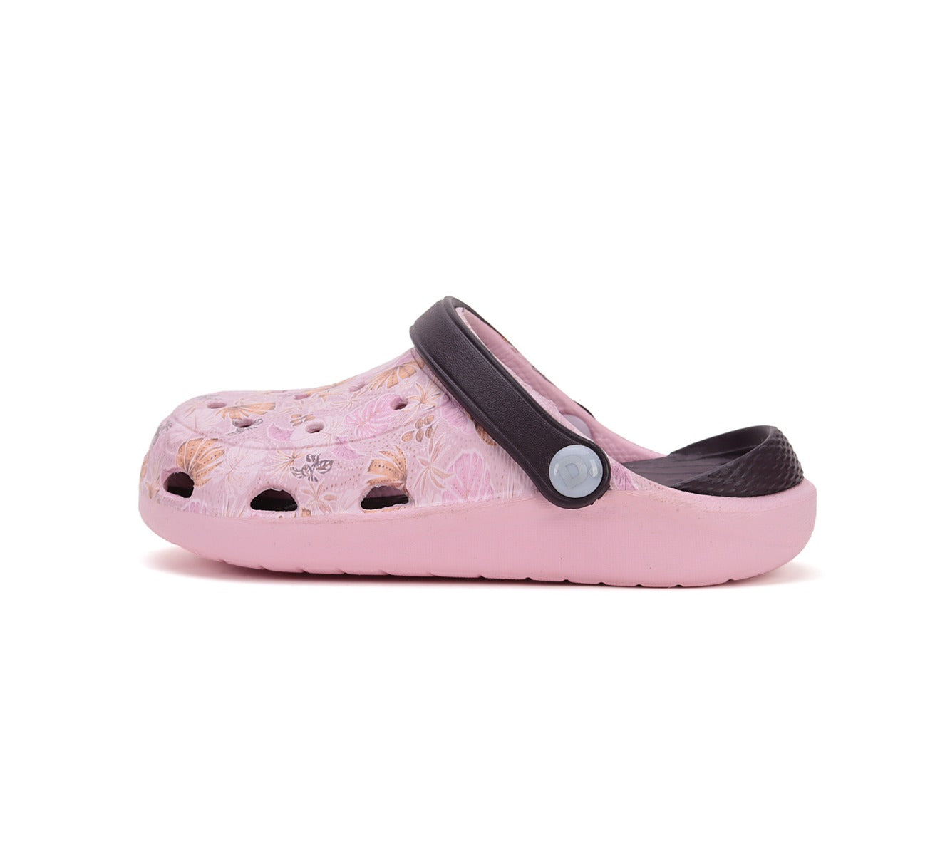 D.D.Step papuci fete din cauciuc 26-31 Baby Pink cu frunze