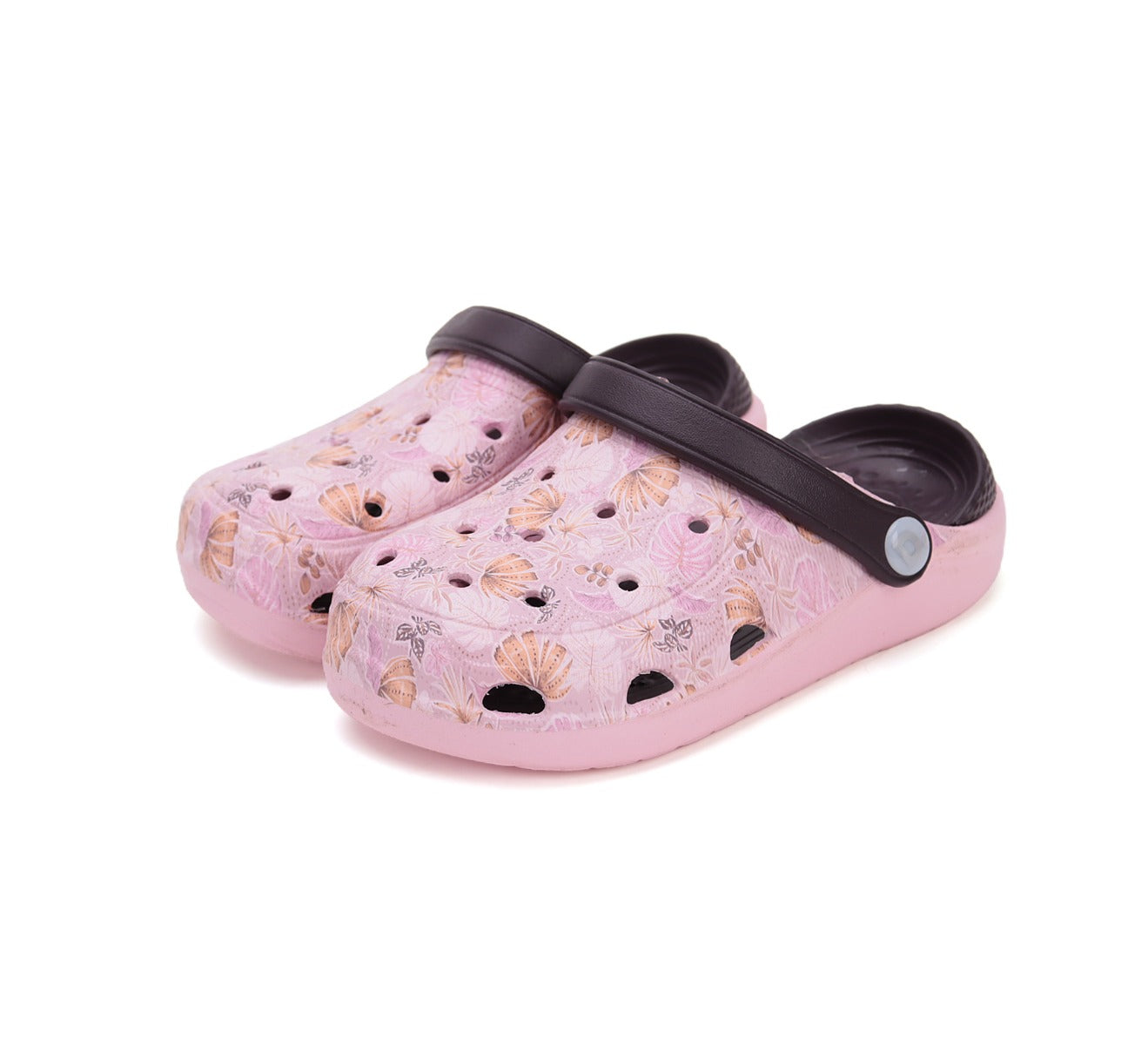 D.D.Step papuci fete din cauciuc 26-31 Baby Pink cu frunze