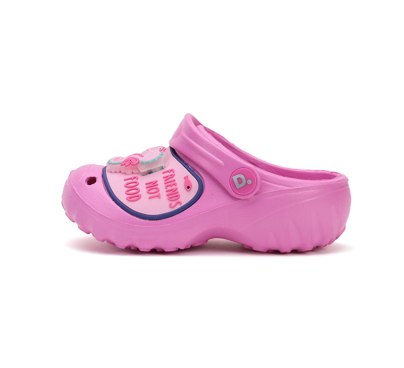 D.D.Step papuci fete din cauciuc cu LED 26-31 Dark Pink cu calut de mare