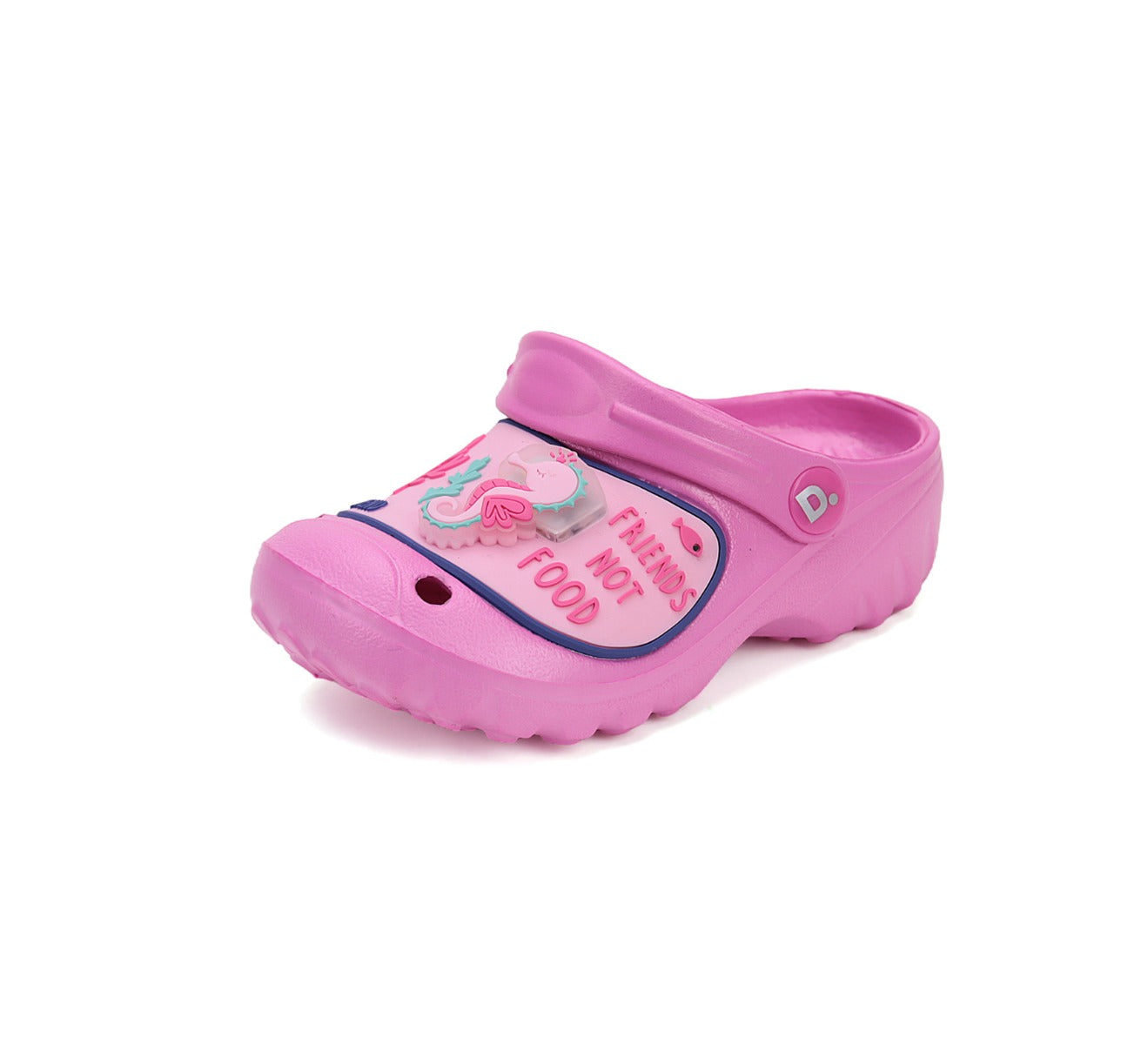 D.D.Step papuci fete din cauciuc cu LED 20-25 Dark Pink cu calut de mare