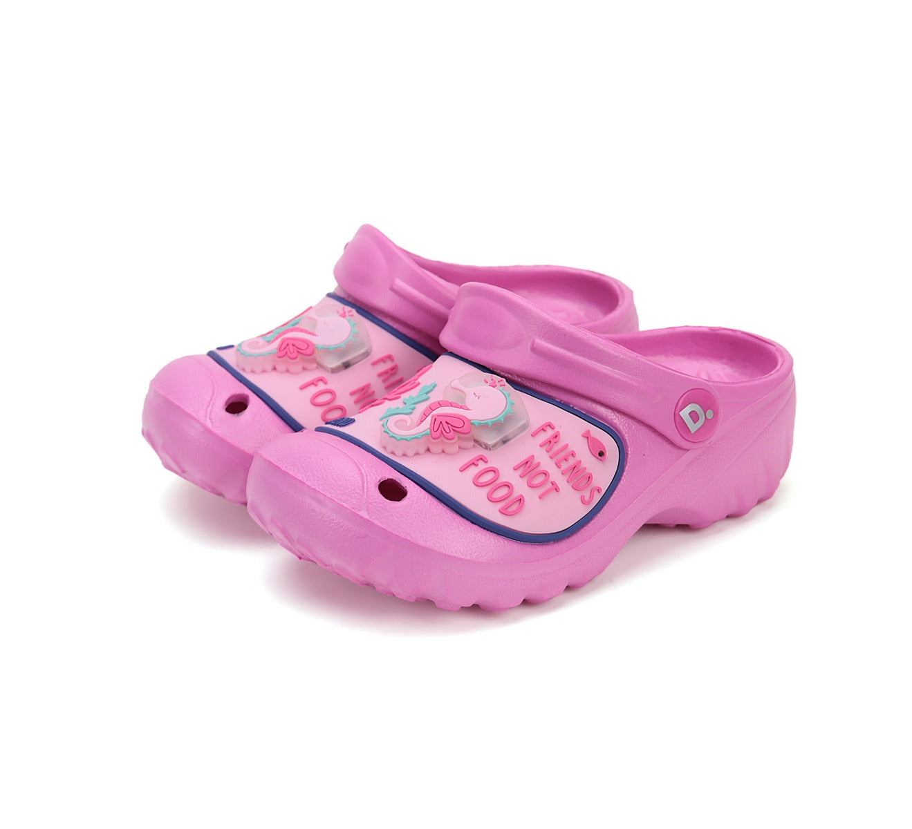 D.D.Step papuci fete din cauciuc cu LED 20-25 Dark Pink cu calut de mare Imagine principală a produsului
