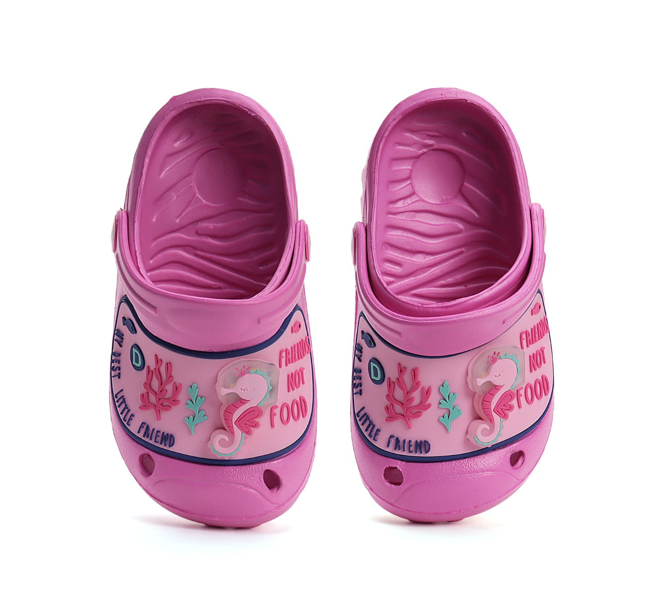 D.D.Step papuci fete din cauciuc cu LED 26-31 Dark Pink cu calut de mare
