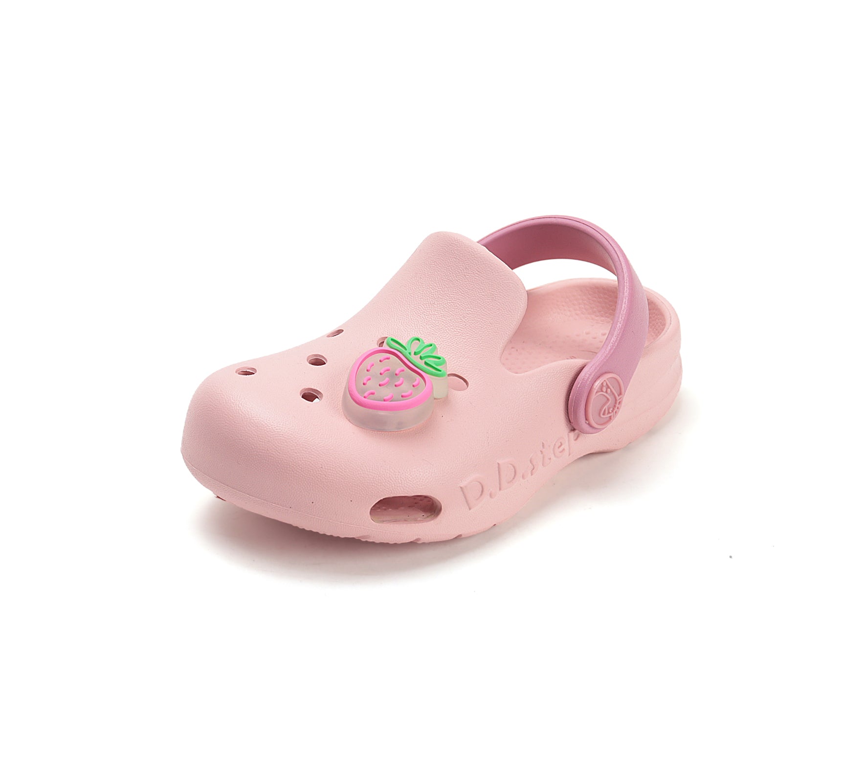 D.D.Step papuci fete din cauciuc tip sabot 22-33 Baby Pink cu capsunica