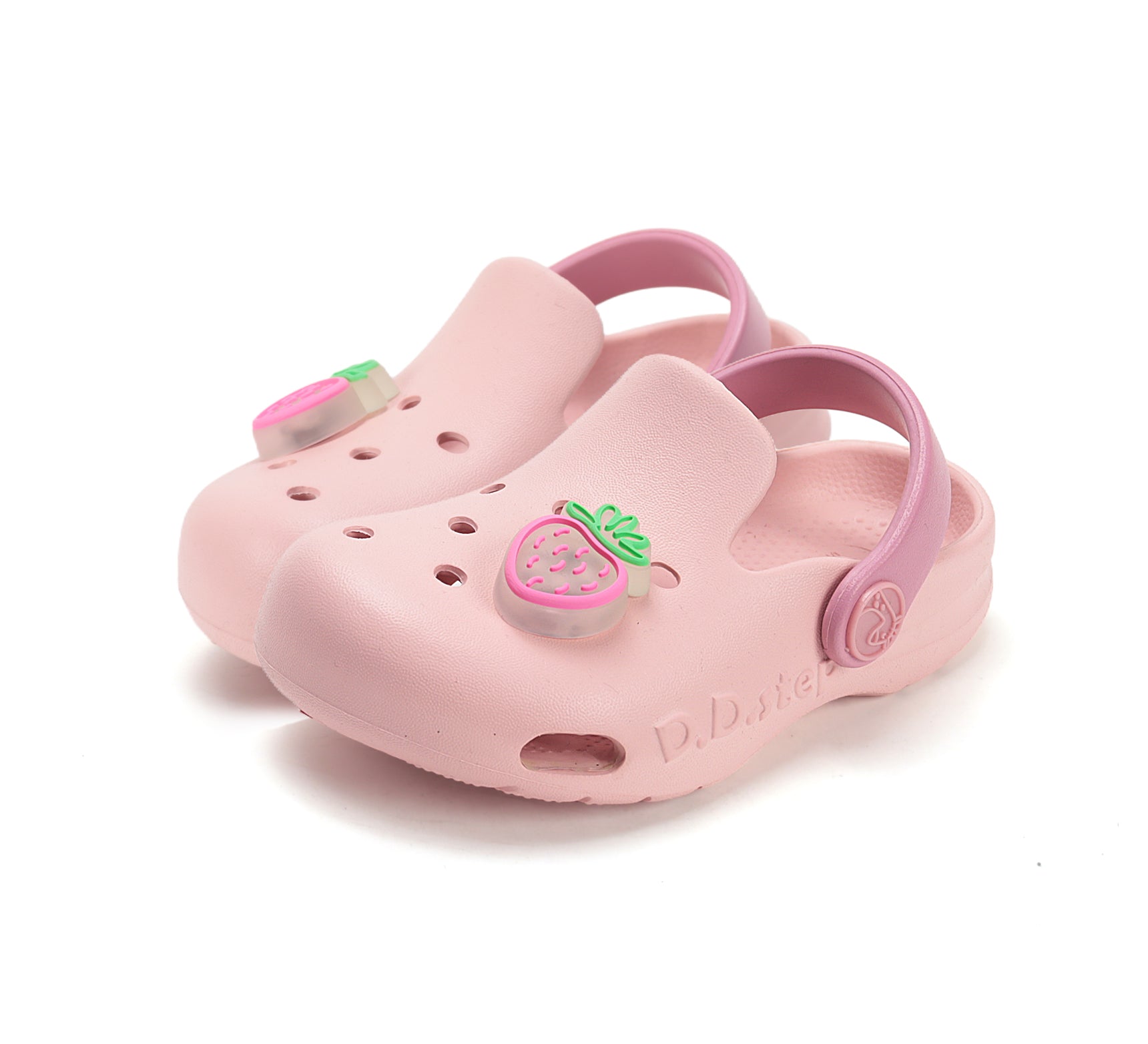 D.D.Step papuci fete din cauciuc tip sabot 22-33 Baby Pink cu capsunica