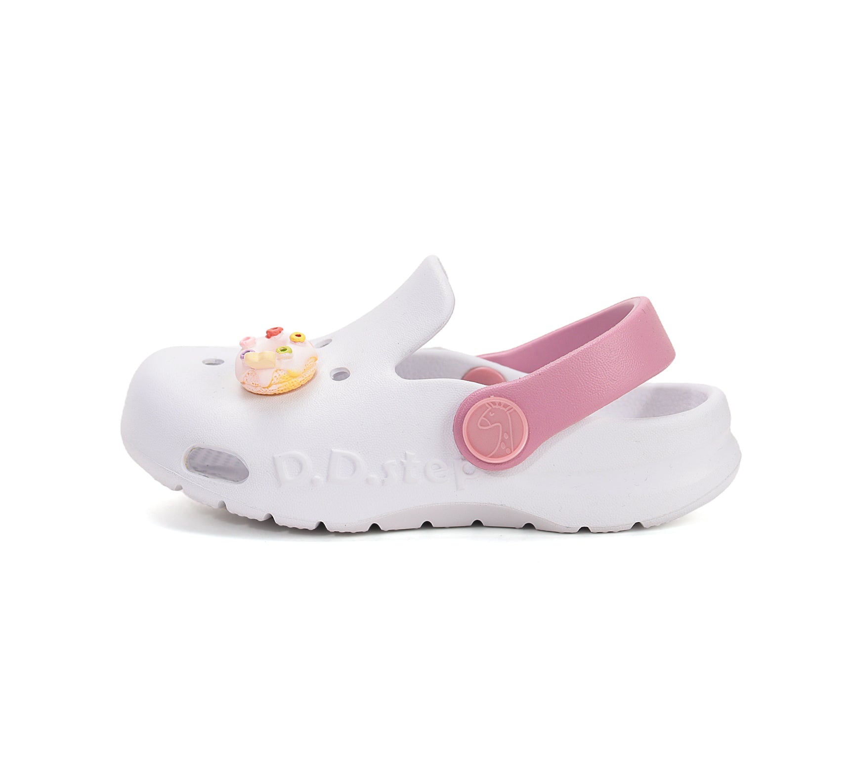 D.D.Step papuci fete din cauciuc tip sabot 22-33 White cu gogoasa