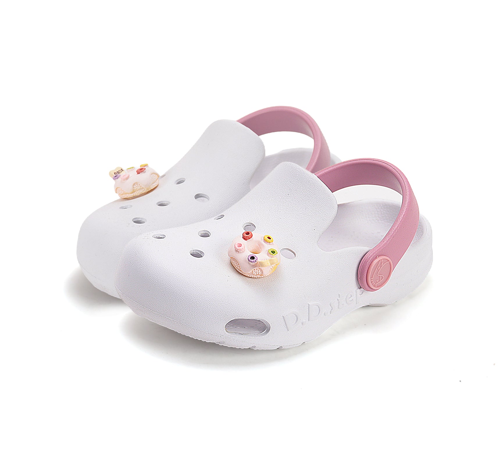 D.D.Step papuci fete din cauciuc tip sabot 22-33 White cu gogoasa Imagine principală a produsului