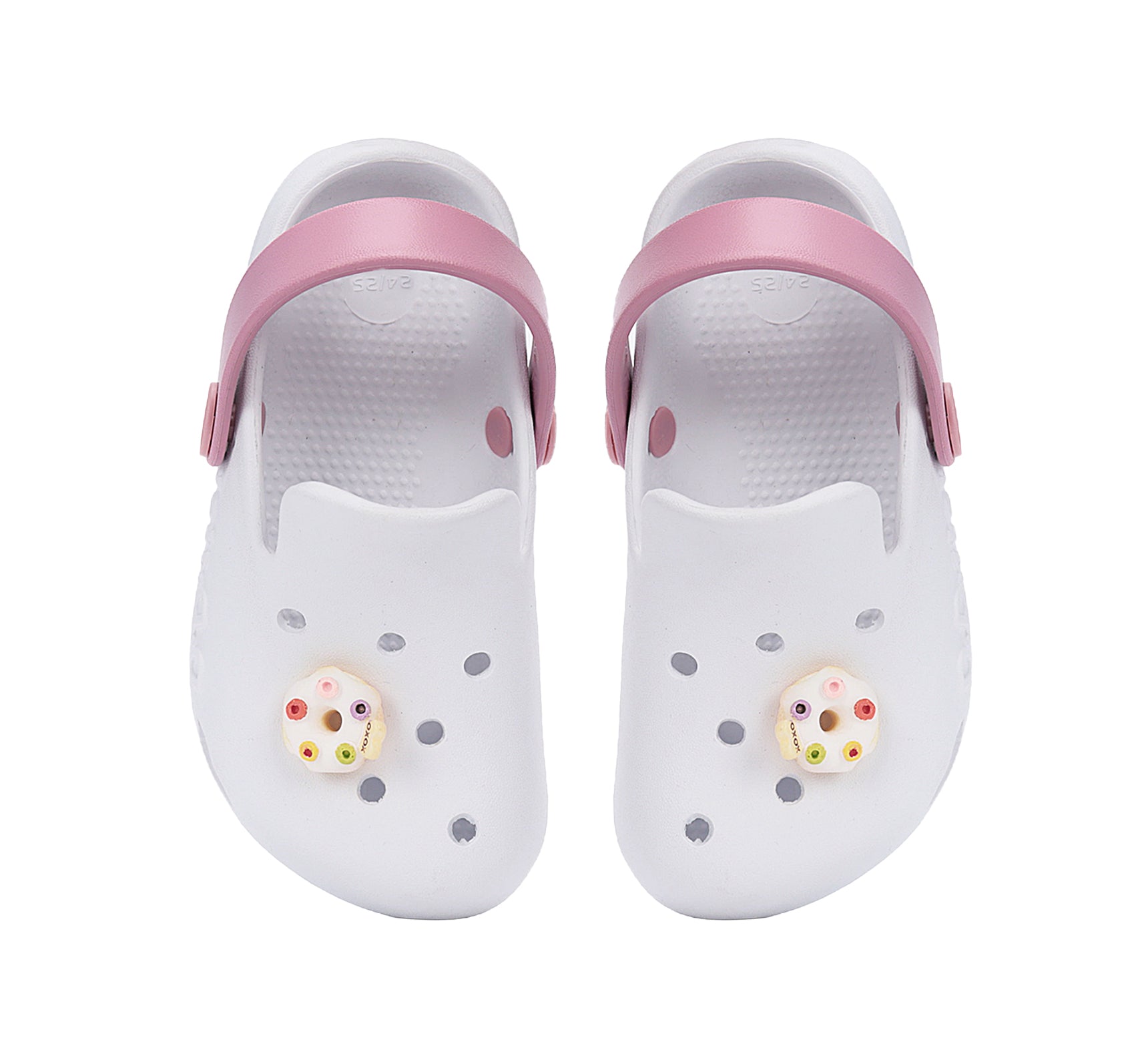 D.D.Step papuci fete din cauciuc tip sabot 22-33 White cu gogoasa