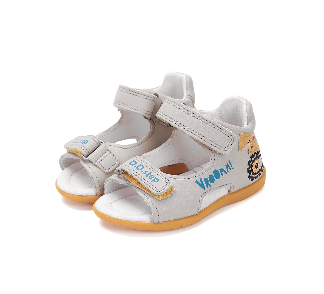 D.D.Step sandale baieti 19-24 Light Grey cu excavator Imagine principală a produsului