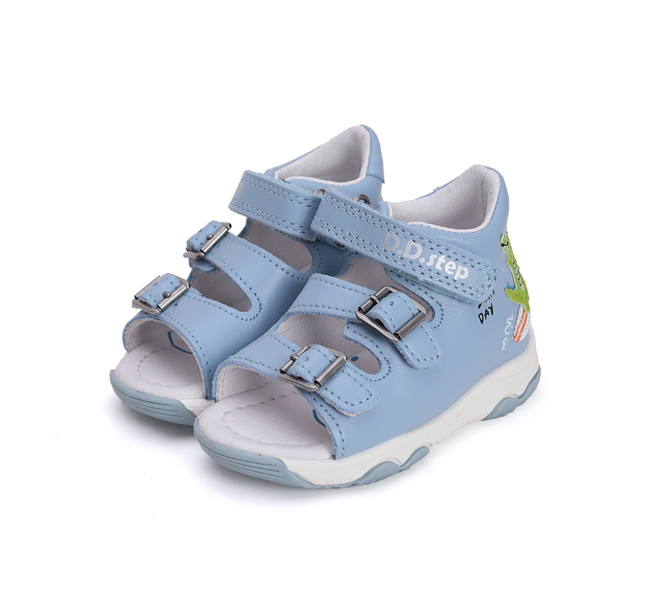 D.D.Step sandale baieti 20-25 Sky Blue cu crocodil