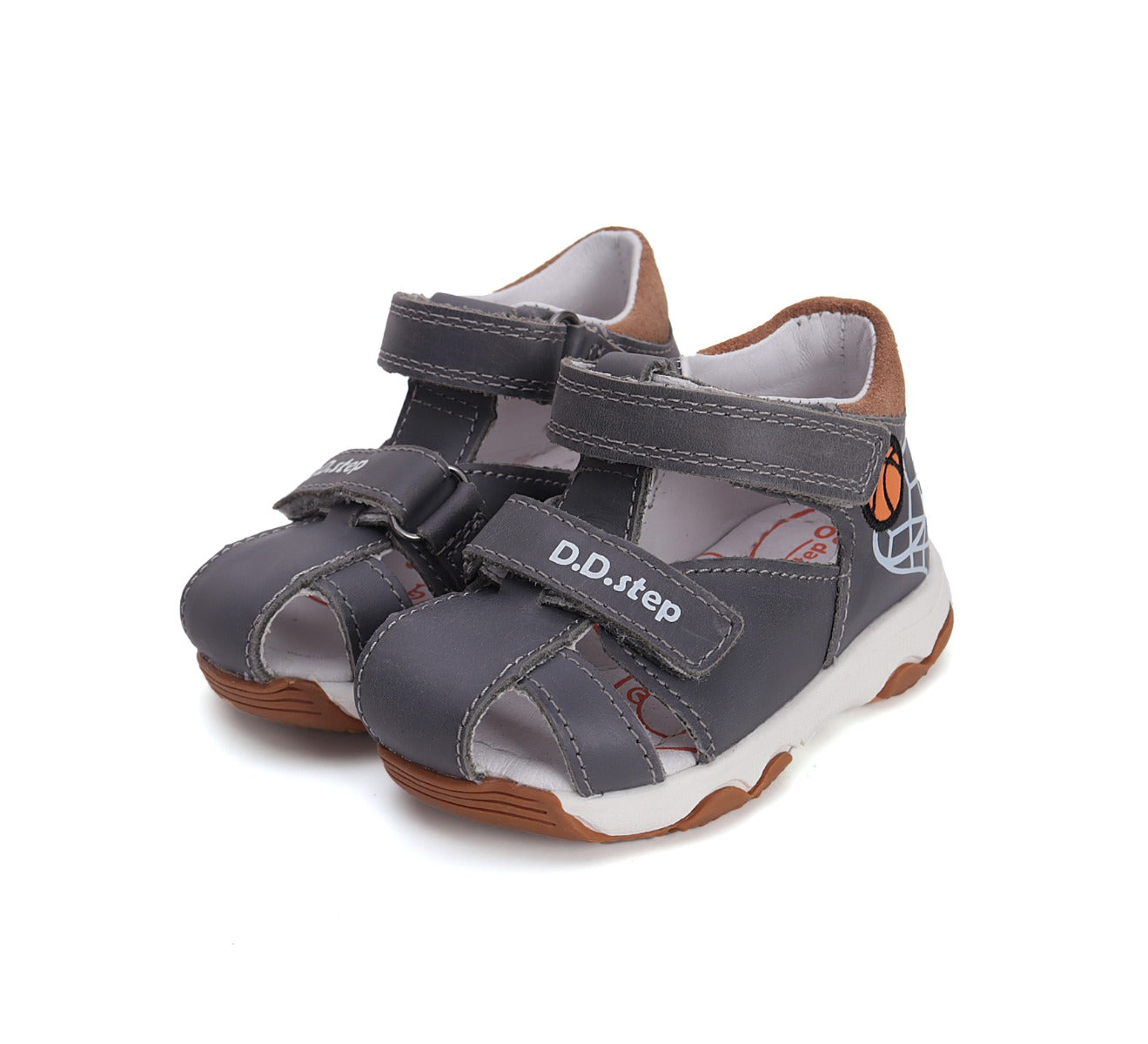 D.D.Step sandale baieti 26-31 Dark Grey cu minge baschet Imagine principală a produsului