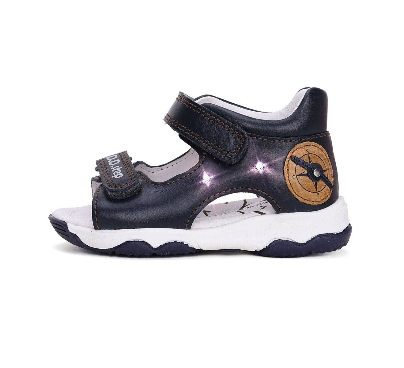 D.D.Step sandale baieti cu LED 26-31 Royal Blue cu busola