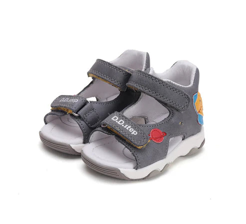 D.D.Step sandale baieti cu LED 26-31 Dark Grey cu naveta