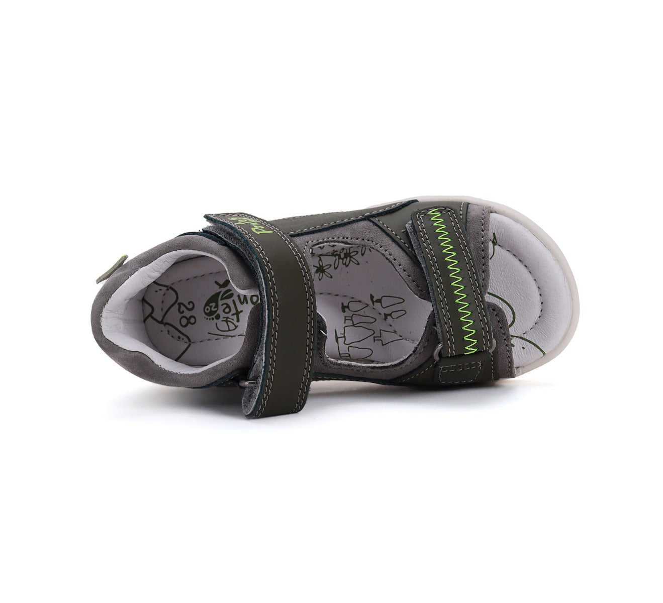 D.D.Step sandale baieti Ponte20 supinati 22-27 Dark Grey cu rechin