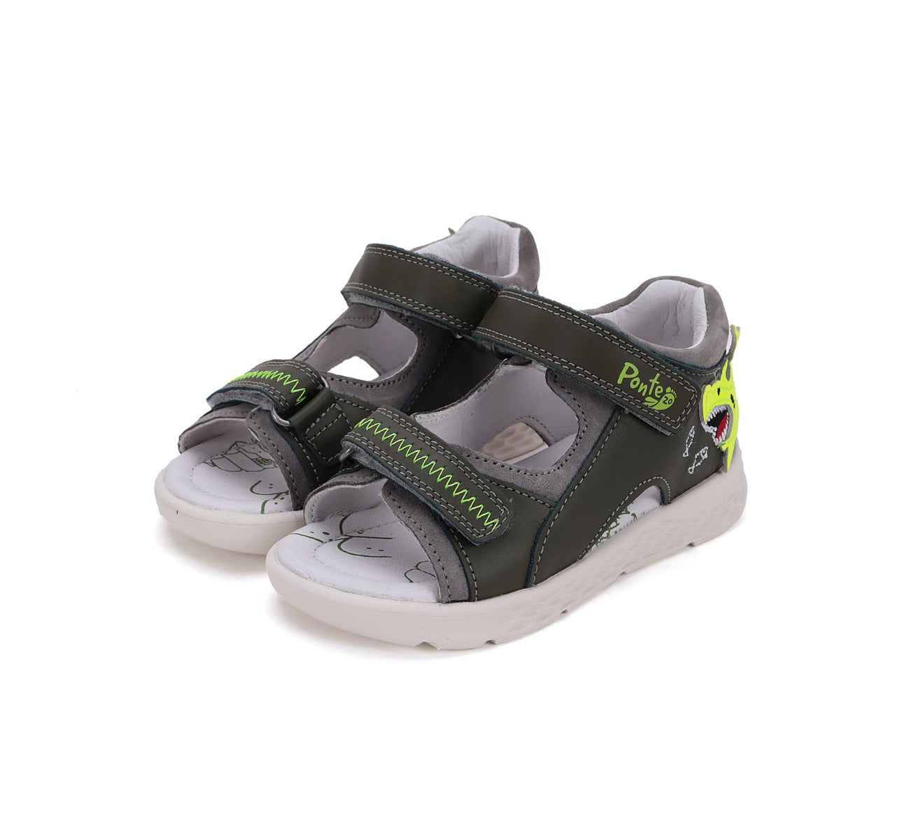 D.D.Step sandale baieti Ponte20 supinati 22-27 Dark Grey cu rechin Imagine principală a produsului