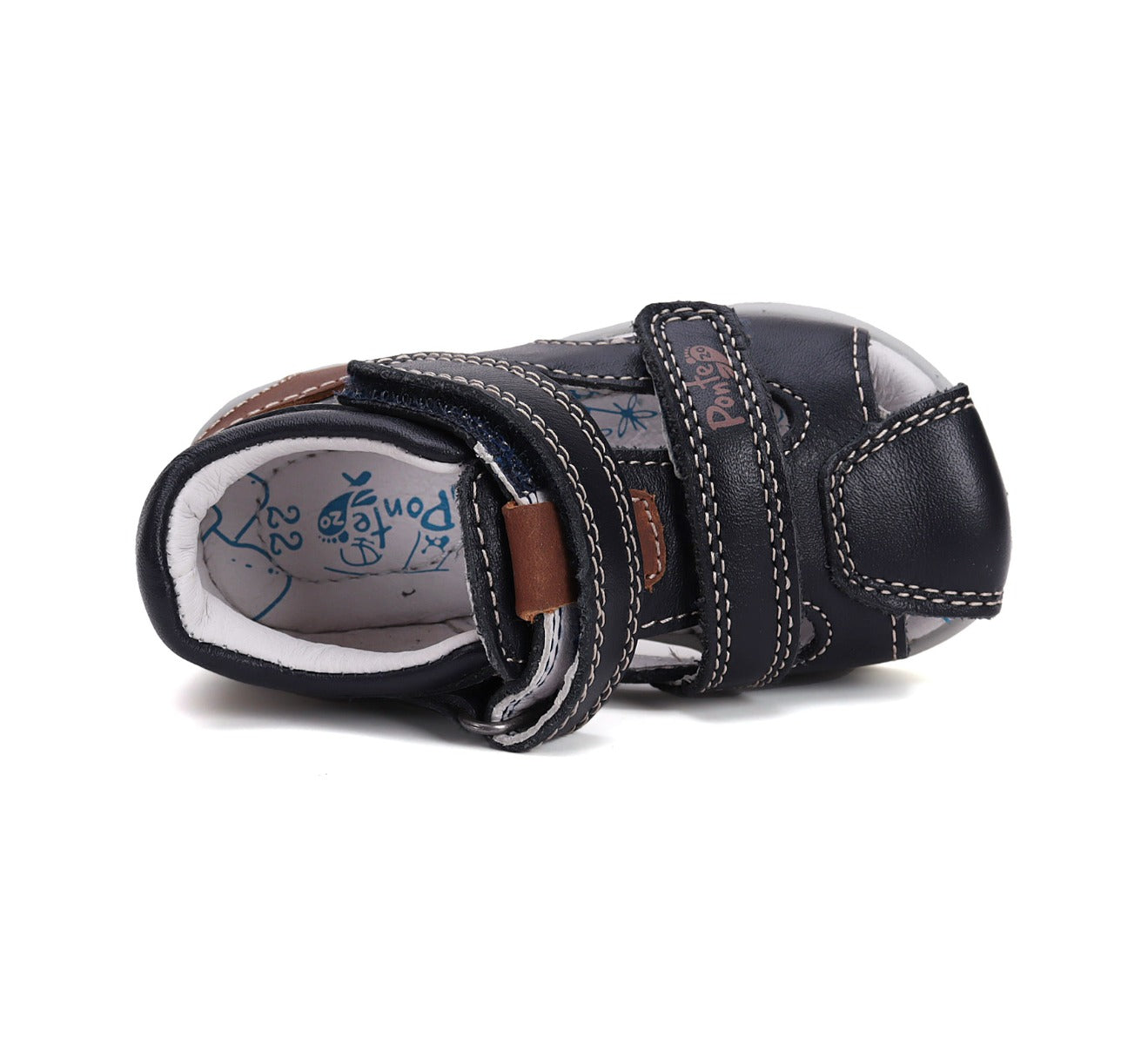 D.D.Step sandale baieti Ponte20 supinati 22-27 Royal Blue cu maro