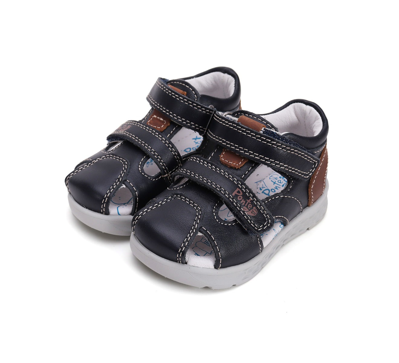 D.D.Step sandale baieti Ponte20 supinati 28-33 Royal Blue cu maro
