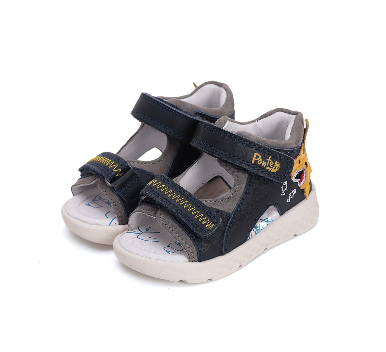 D.D.Step sandale baieti Ponte20 supinati 22-27 Royal Blue cu rechin Imagine principală a produsului