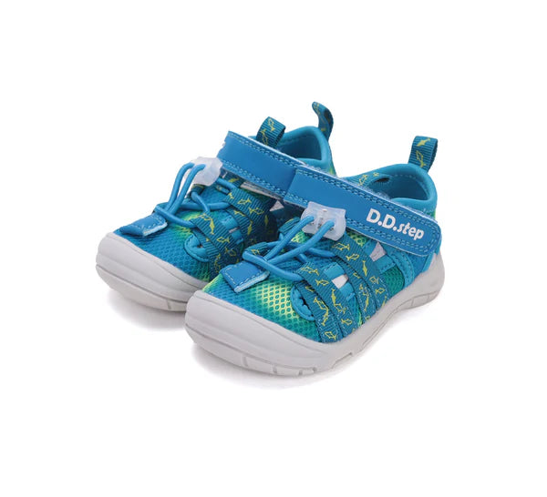 D.D.Step sandale baieti "Quick Dry" 20-25 Marine cu pesti