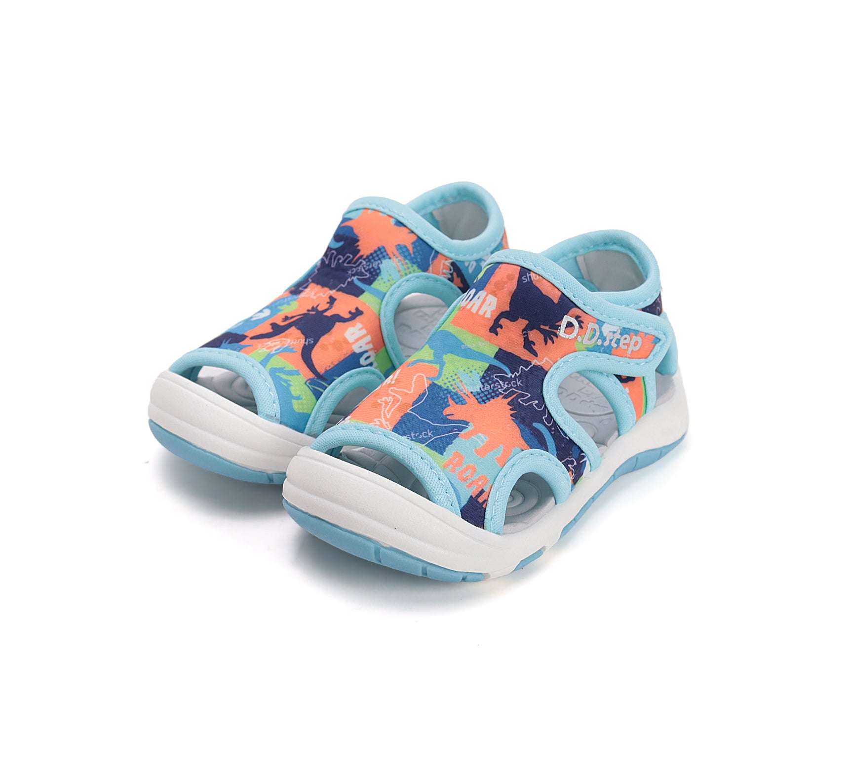 D.D.Step sandale baieti "Quick Dry" 20-31 Aero Blue cu dino