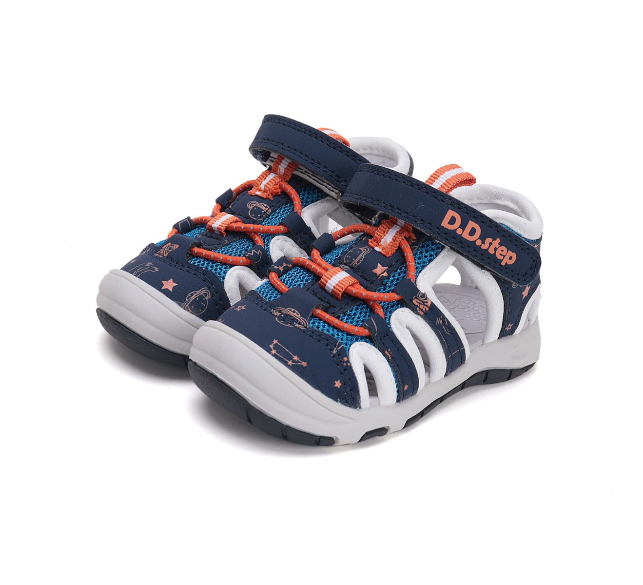 D.D.Step sandale baieti "Quick Dry" 26-31 Bermuda Blue cu stele Imagine principală a produsului