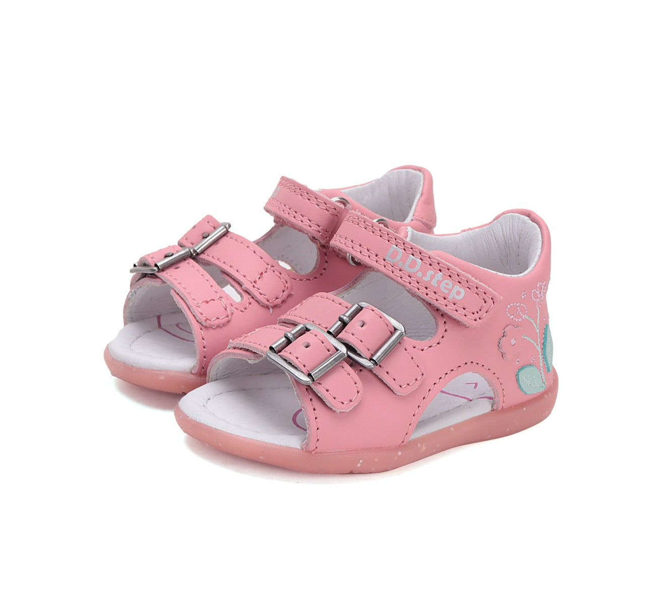 D.D.Step sandale fete 19-24 Daisy Pink cu flori Imagine principală a produsului