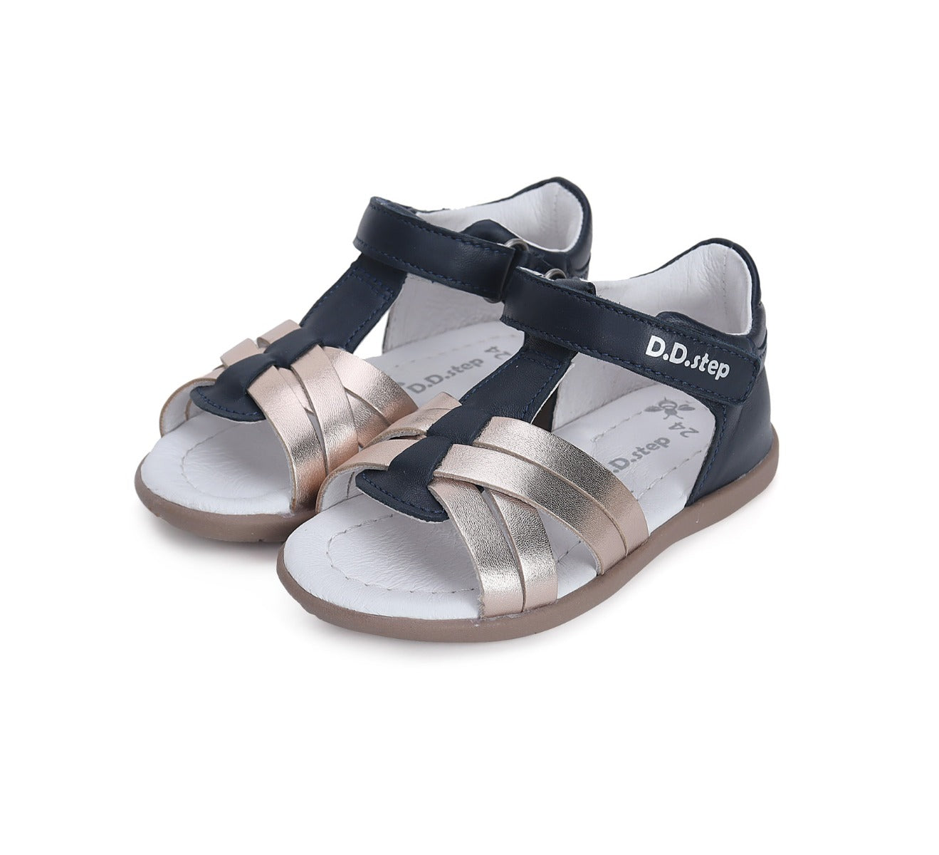 D.D.Step sandale fete 19-24, Royal Blue cu roz gold