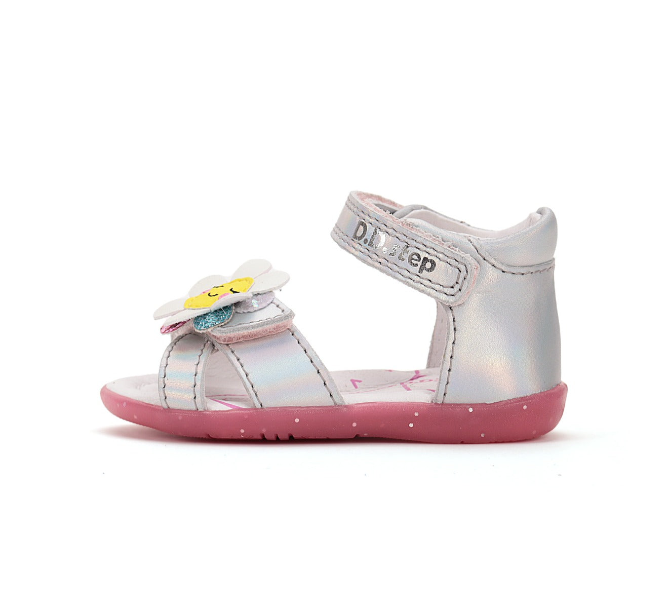 D.D.Step sandale fete 19-24 Silver cu floare