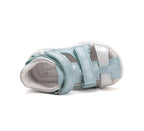 D.D.Step sandale fete 19-24 Sky Blue cu floaricele argintii