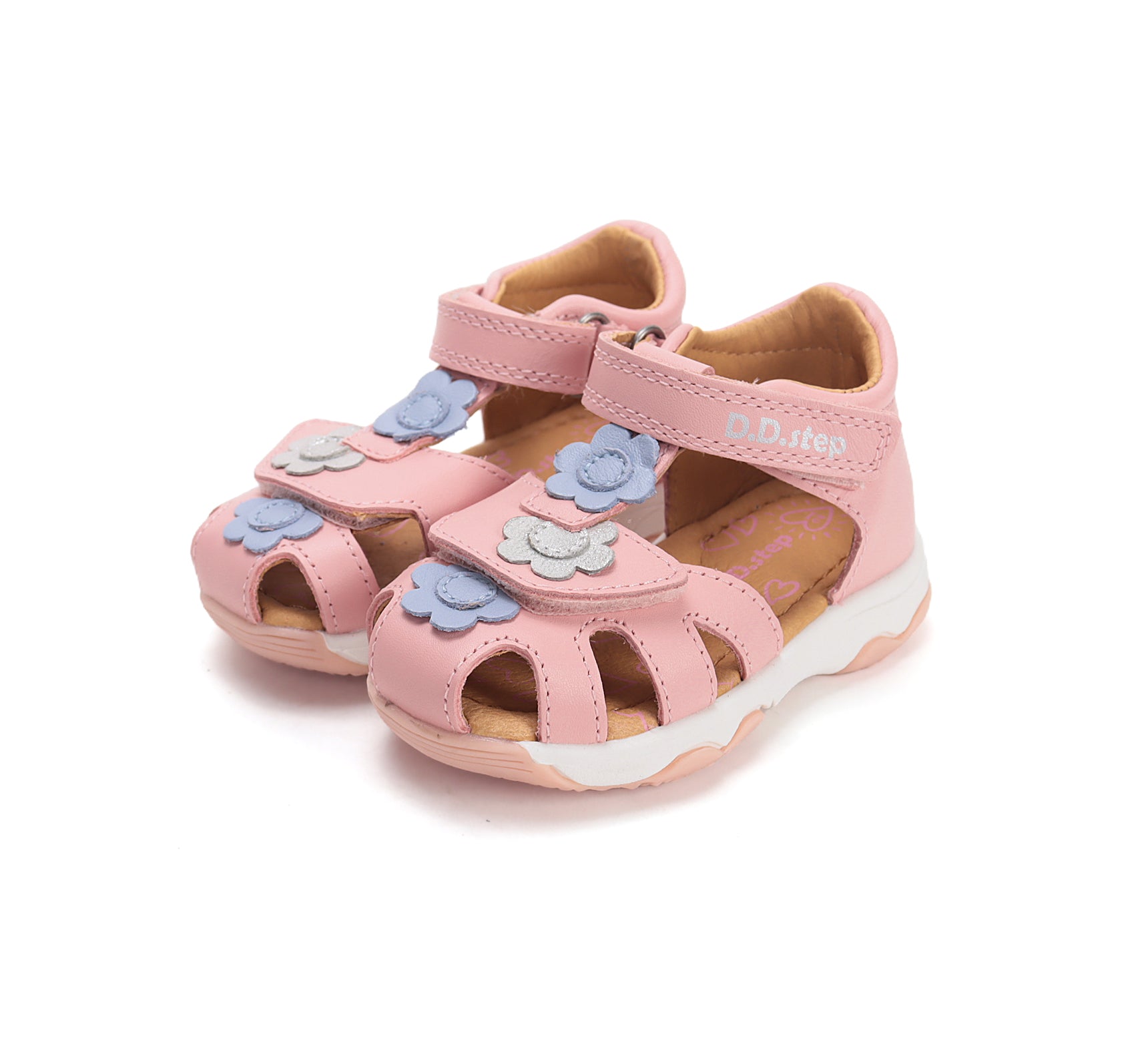 D.D.Step sandale fete 20-25 Baby Pink cu floricele Imagine principală a produsului