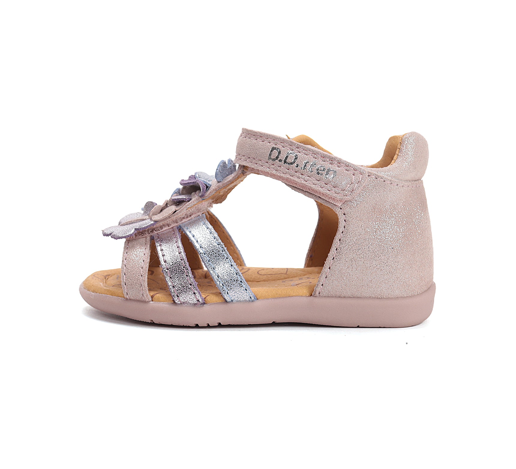 D.D.Step sandale fete 20-25 Rose gold cu floricele