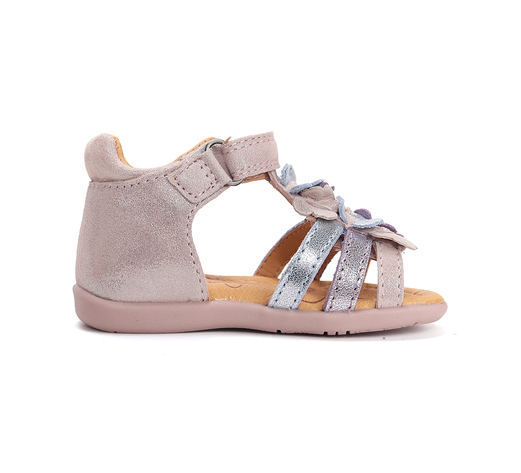 D.D.Step sandale fete 20-25 Rose gold cu floricele