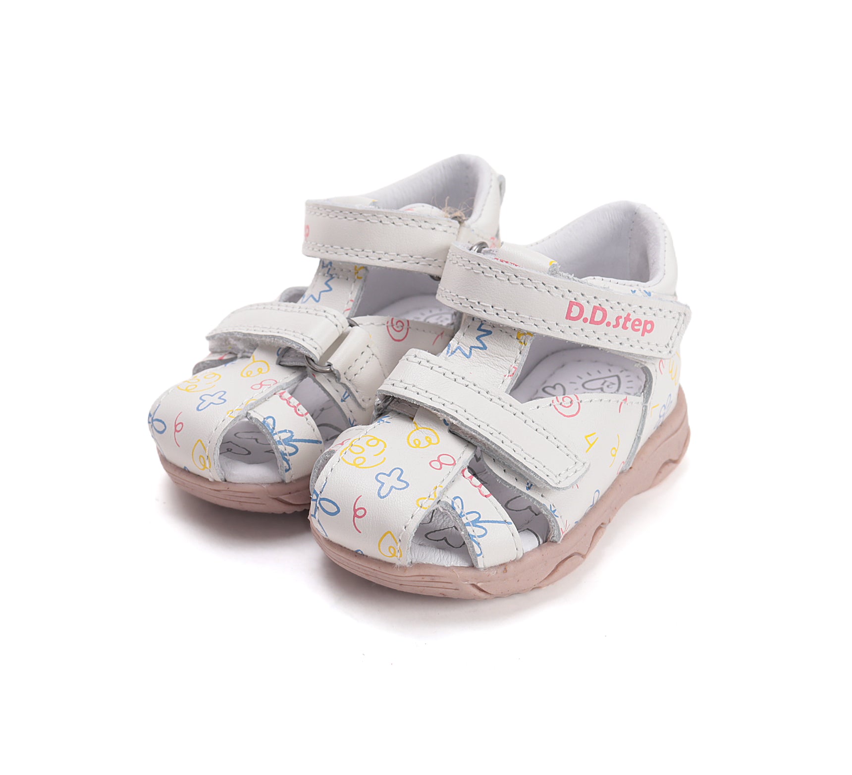 D.D.Step sandale fete 20-25 White cu desene