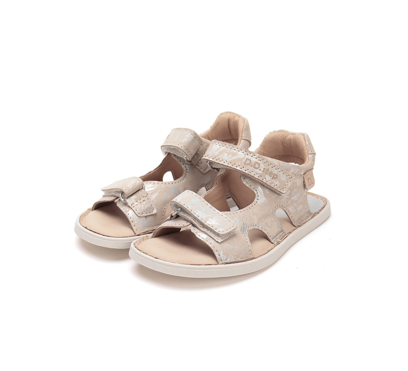 D.D.Step sandale fete Barefoot 26-31, Cream cu frunze Imagine principală a produsului