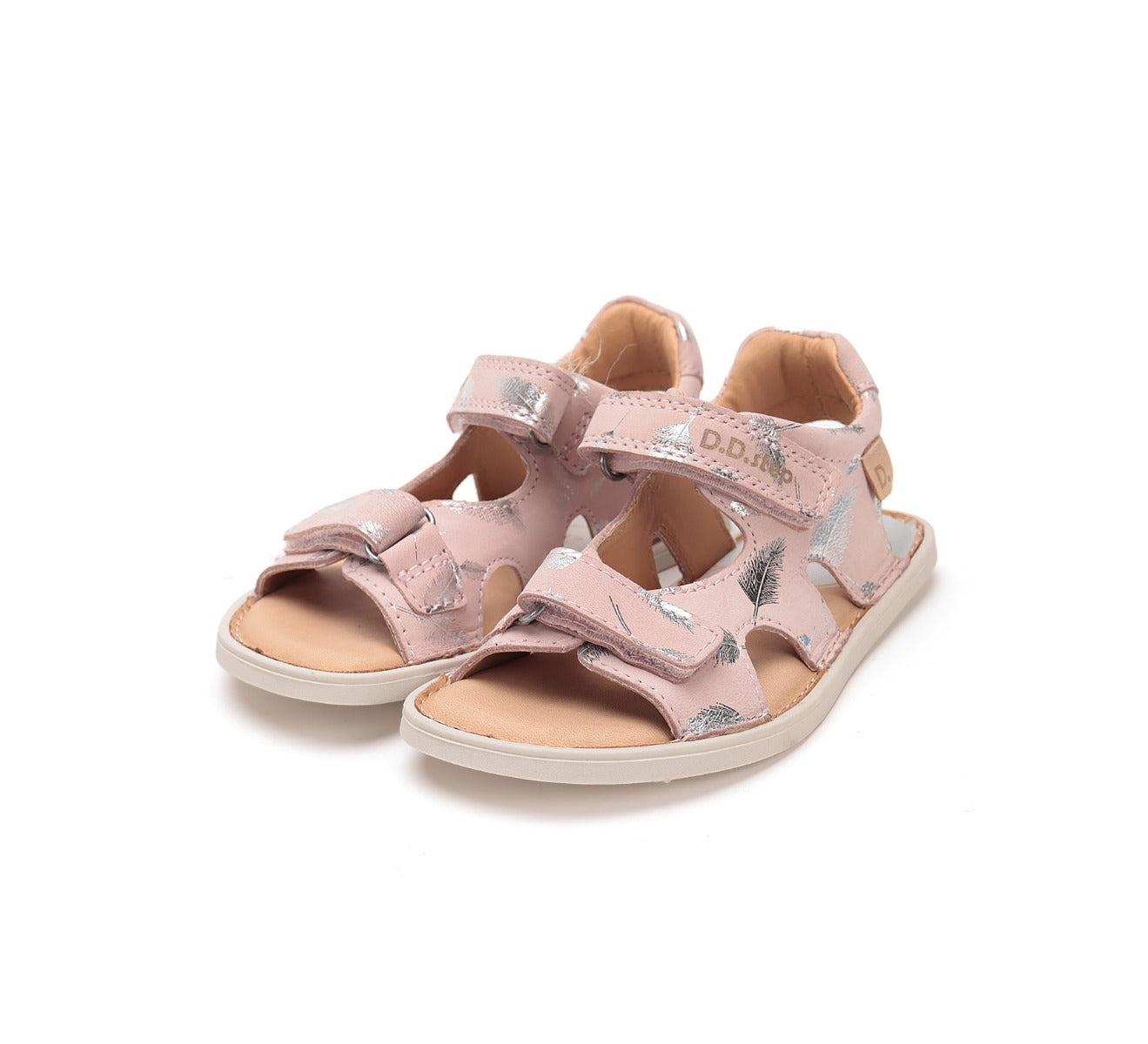 D.D.Step sandale fete Barefoot 26-31, Pink cu pene