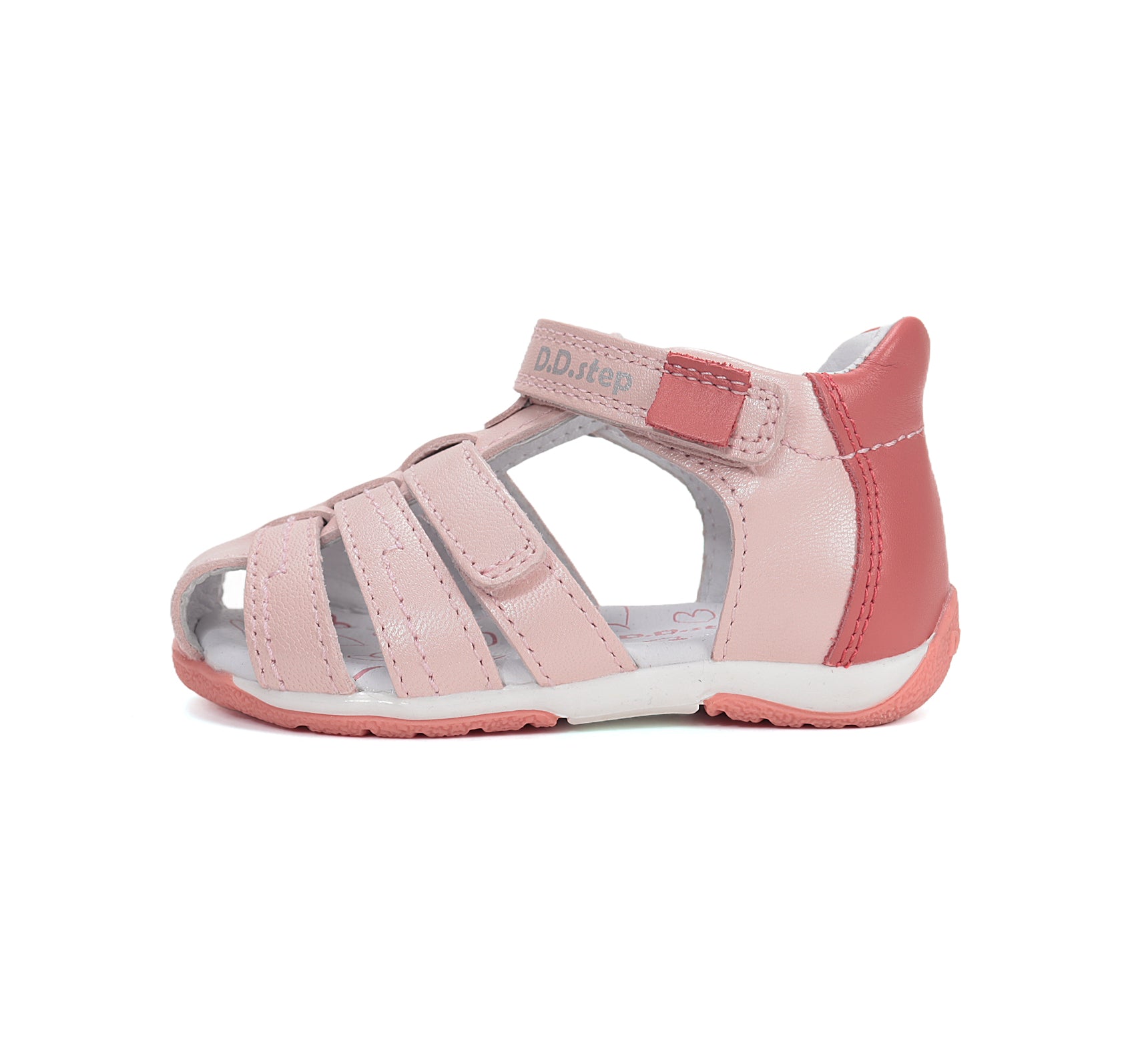 D.D.Step sandale fete piele 20-25 Baby Pink cu coral