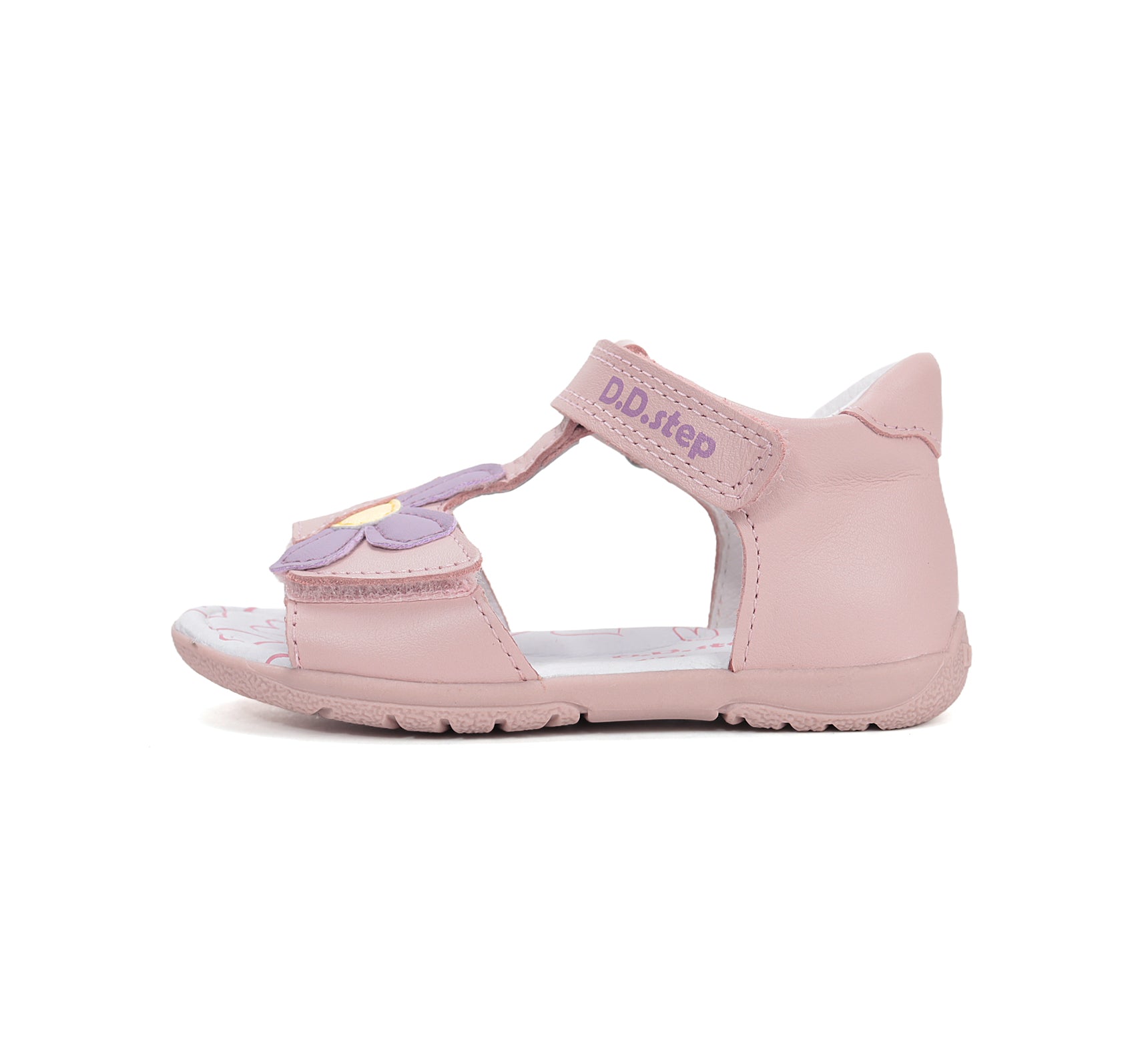 D.D.Step sandale fete piele 20-25 Baby Pink cu floare