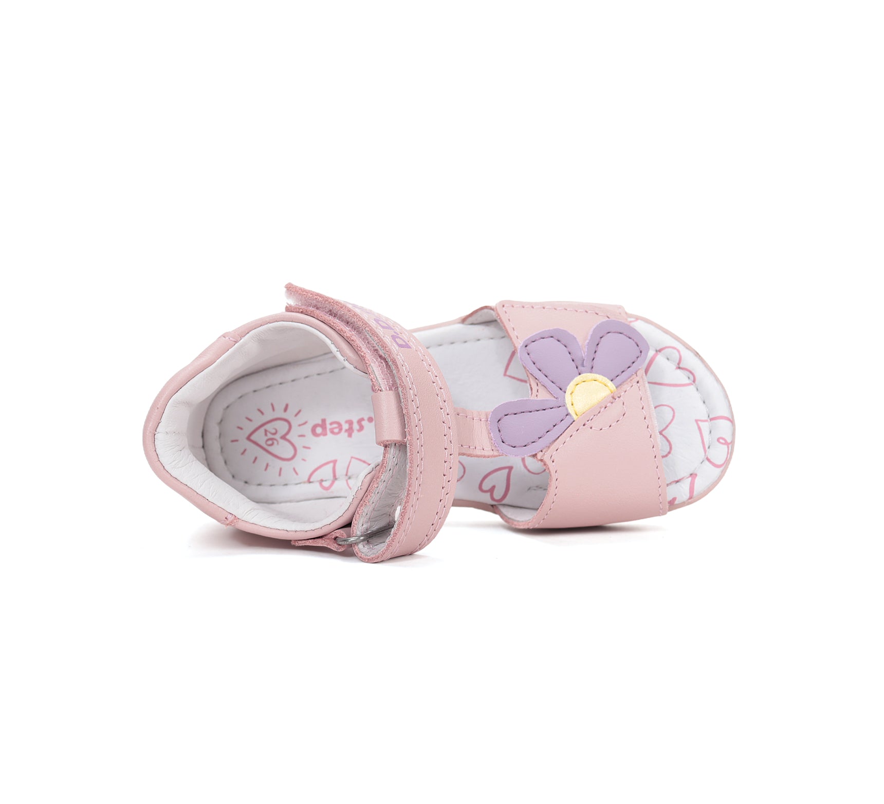 D.D.Step sandale fete piele 20-25 Baby Pink cu floare