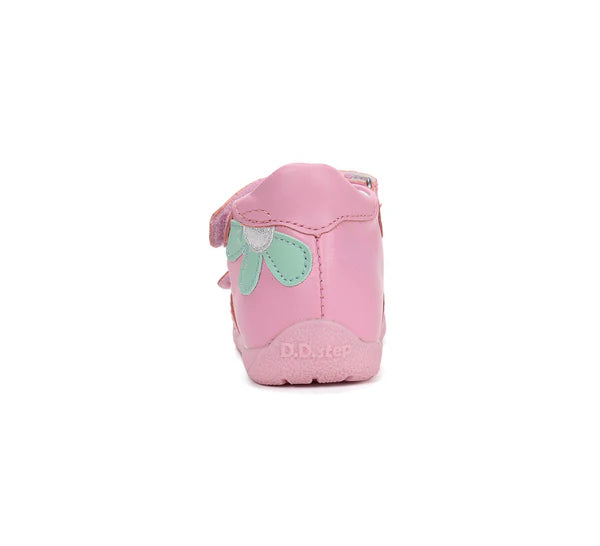 D.D.Step sandale fete piele 20-25 Daisy Pink cu floare