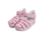 D.D.Step sandale fete piele 20-25 Daisy Pink cu floare
