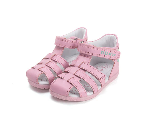 D.D.Step sandale fete piele 20-25 Daisy Pink cu floare Imagine principală a produsului