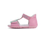 D.D.Step sandale fete piele 20-25 Daisy Pink cu floare